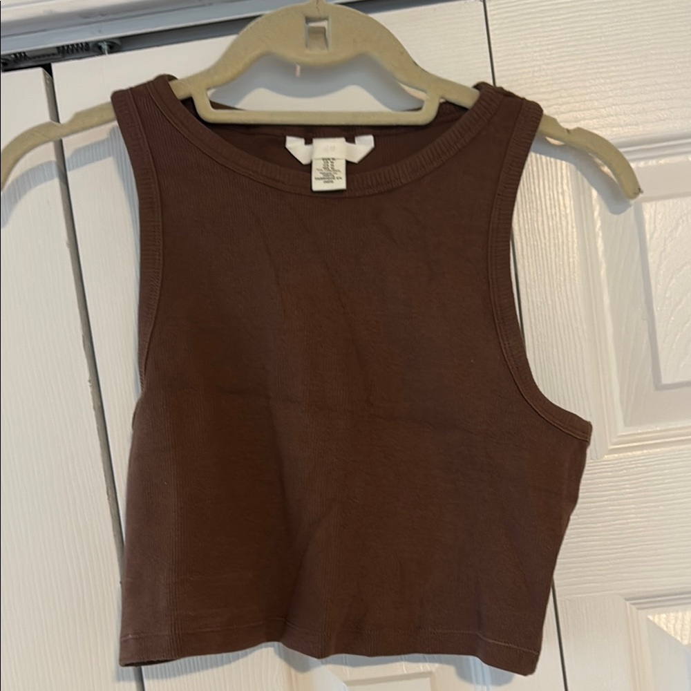 H&M Brown Sleeveless Crop Top